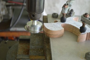 Beginning the slot for the blade on the drill press.