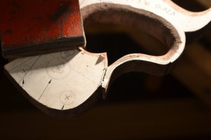 Saw kerf that begins to separate the cheek and the tongue.