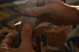 The last thing I do is break the edges with a fine grit. 