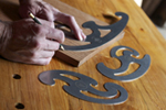 Sterling Tool Works Roubo curves in use, on wood with hands
