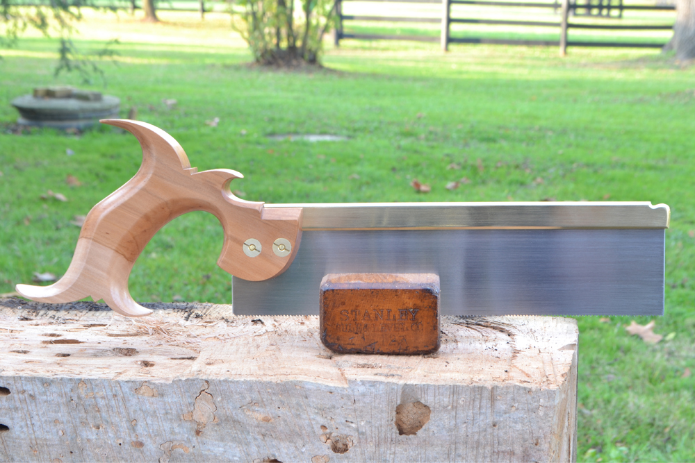 Rear view of 10 inch dovetail saw in apple