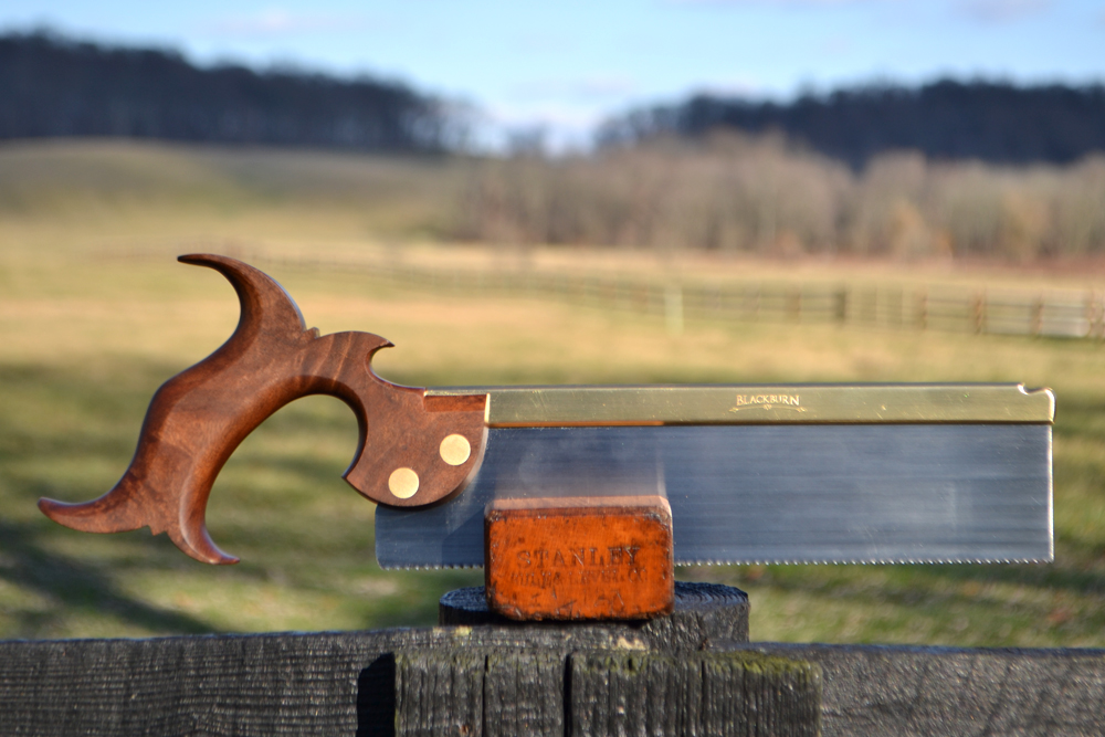 Front view of 10 inch dovetail saw in desert ironwood