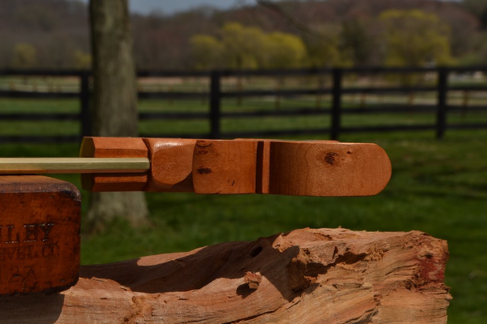 Close-up of 10 inch dovetail saw handle in quartersawn cherry
