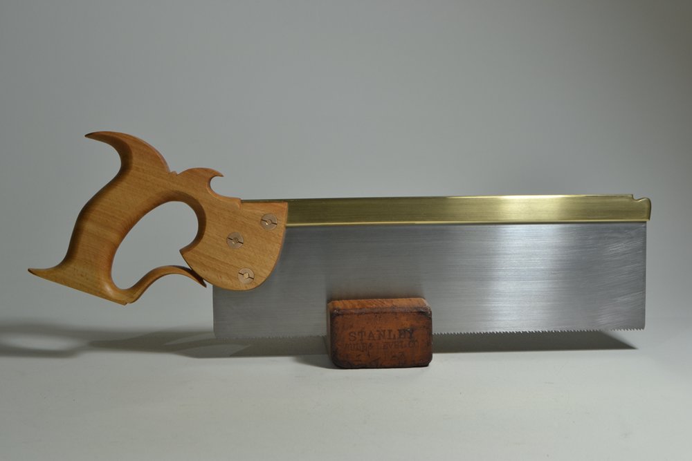 Rear view of 12 inch  carcase saw in American beech