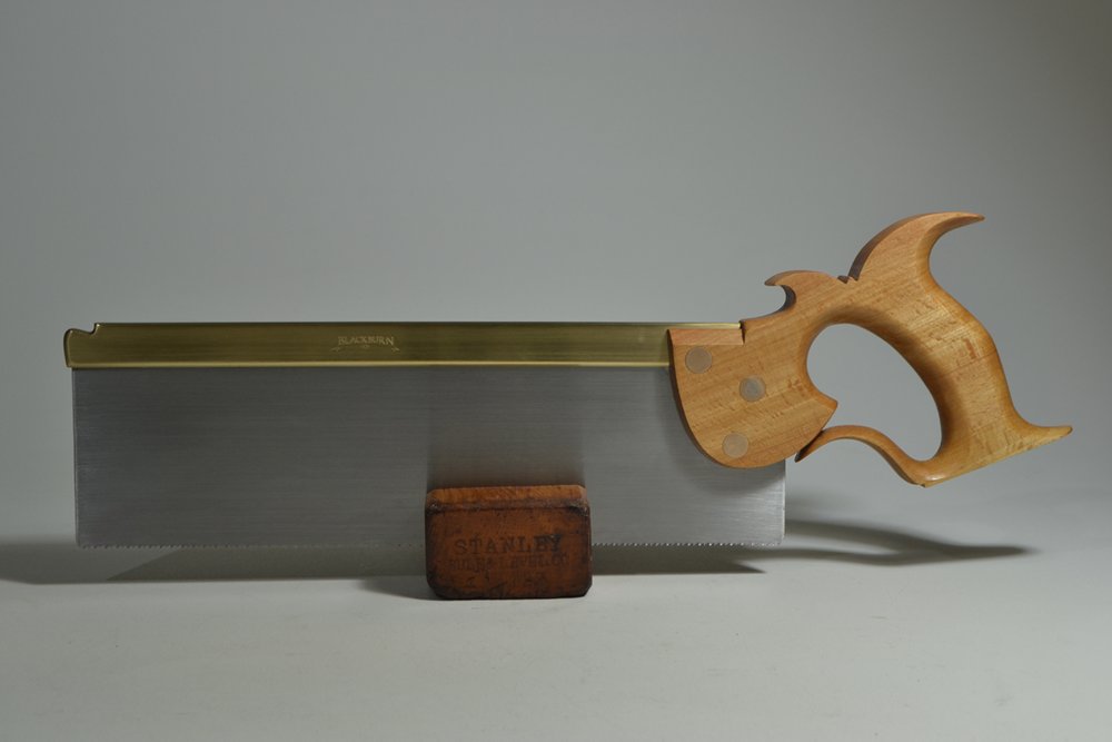 Front view of 12 inch  carcase saw in American beech