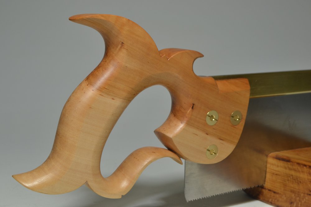 12 inch backsaw with fishtail pattern handle in apple