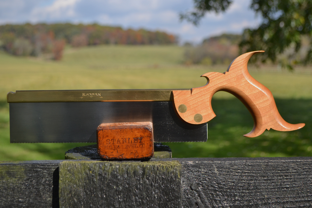 Front view of 10 inch dovetail saw in rift-sawn cherry