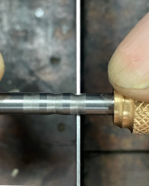 Close-up of Accu-Burr in use, top view