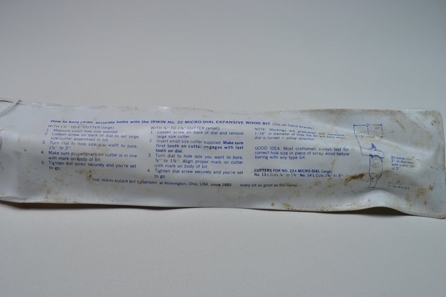 Irwin Micro-Dial No. 22 adjustable auger bit