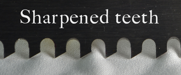 Rebate saw-plane blade closeup of sharpened teeth